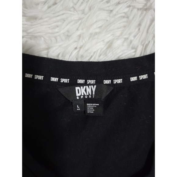 DKNY Sport Women's Black Solid V-Neck‎ Short-Sleeve Tech Top Size Large - Picture 2 of 6